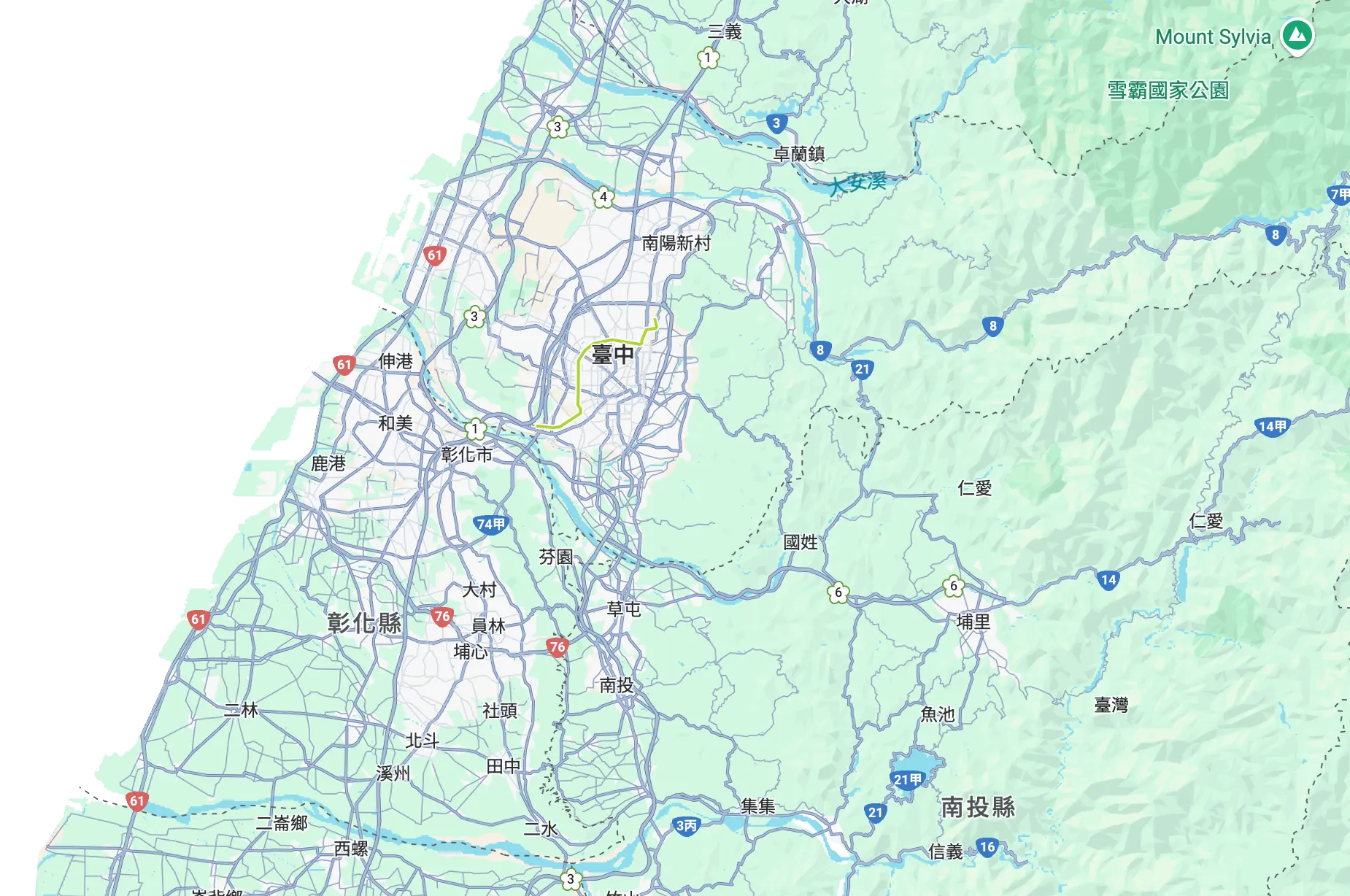 打鐵計程車服務範圍地圖(中彰投地區)
